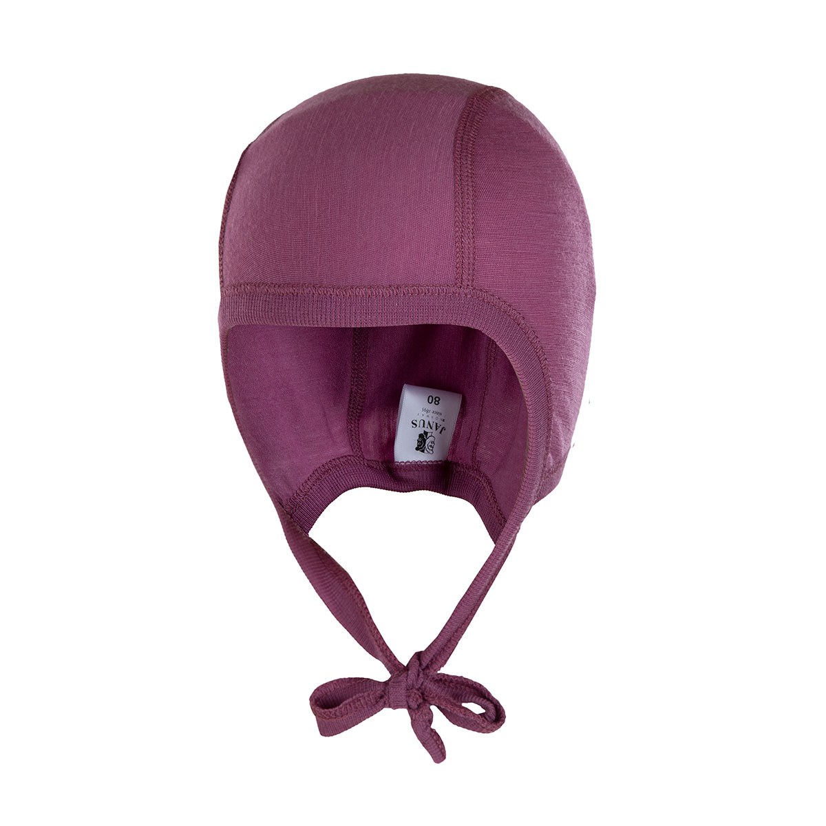 47095 Janus babymössa LightWool merinoull extra mjuk och lätt ull lila med knytband Janus babymössa LightWool merinoull extra mjuk och lätt ull lila med knytband