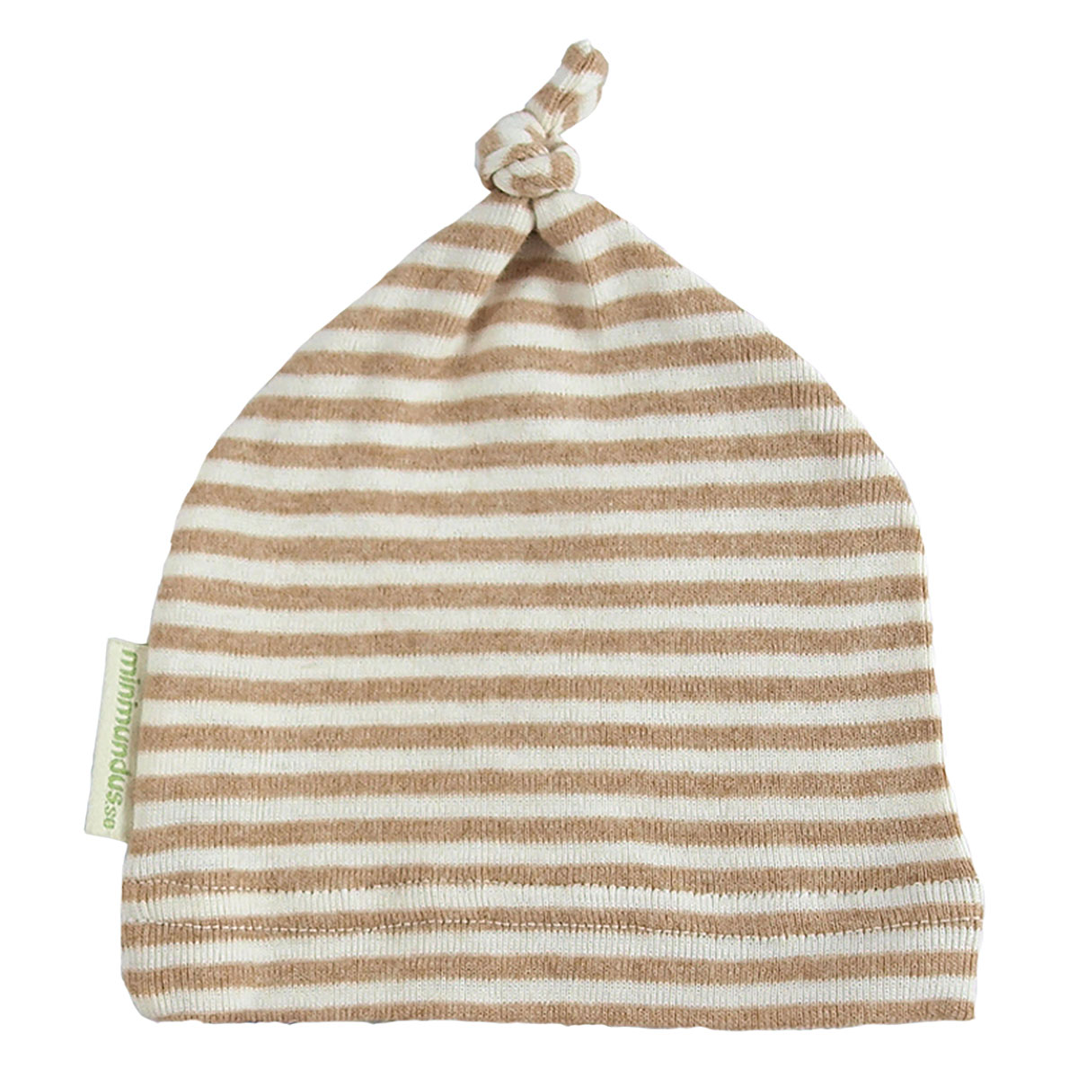 40028 Minimundus BB-luva 100% ekologisk bomull Colorganic färgväxande rand brun naturvit Minimundus BB-luva 100% ekologisk bomull Colorganic färgväxande rand brun naturvit