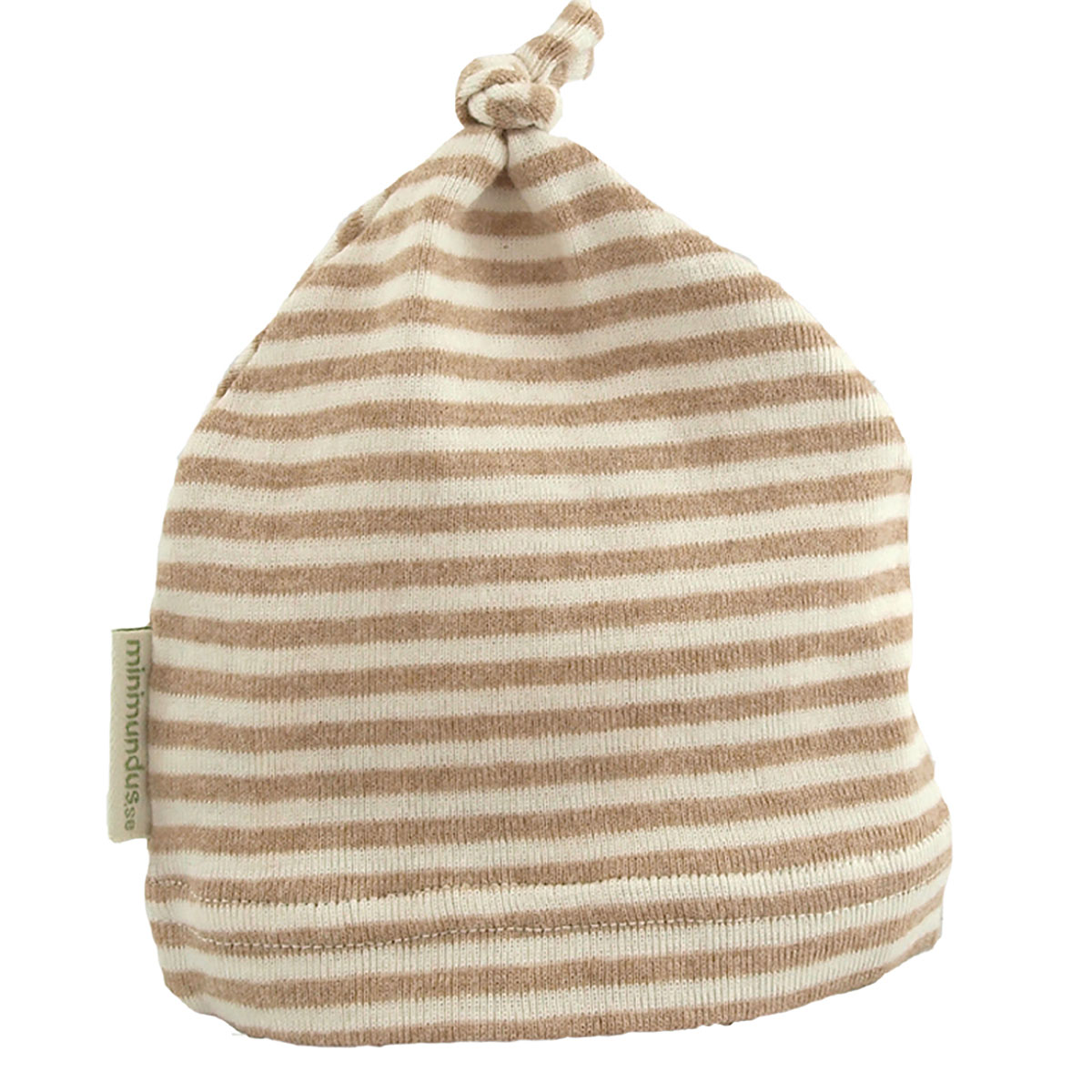 Minimundus BB-luva 100% ekologisk bomull Colorganic färgväxande rand brun naturvit