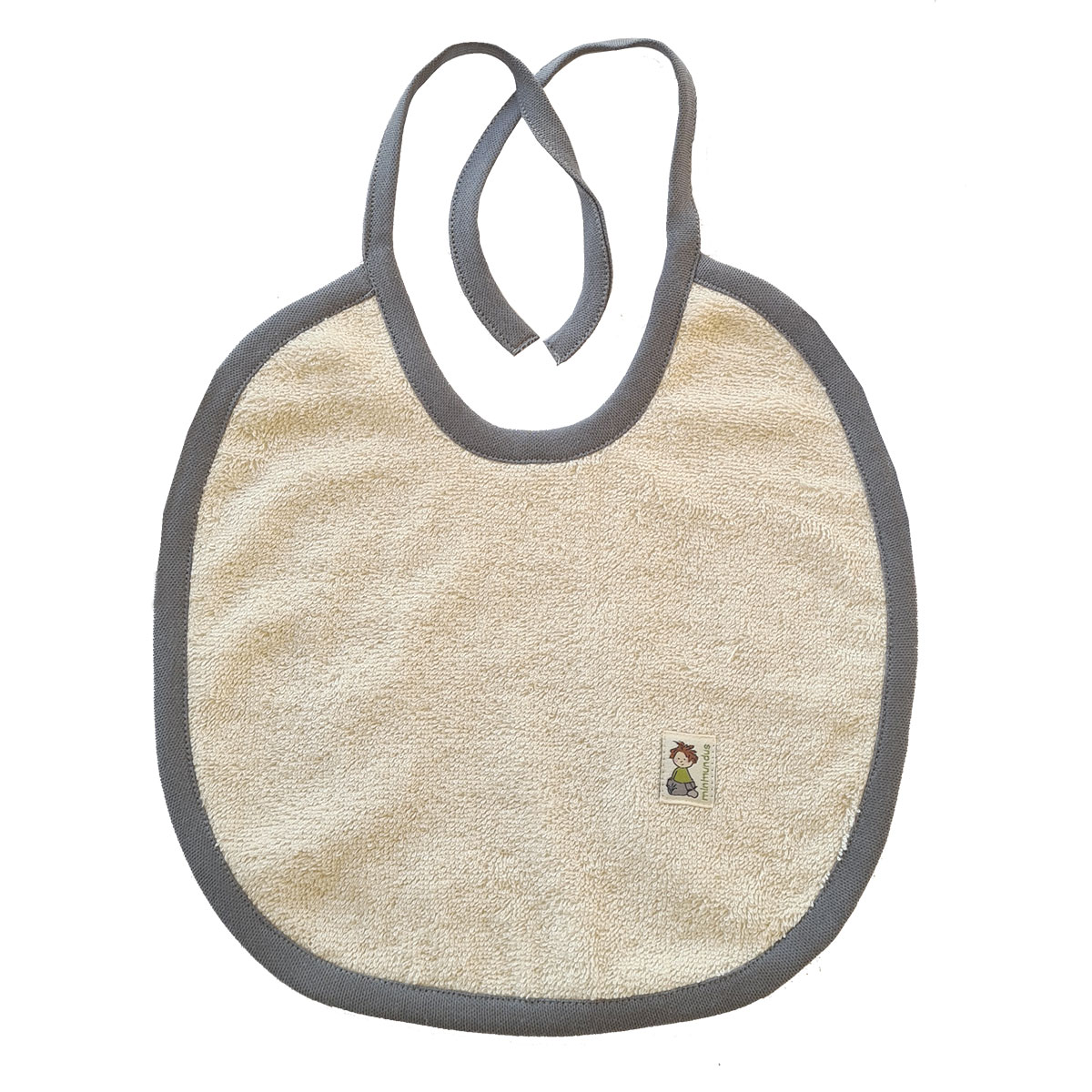 Minimundus haklapp av 100% ekologisk bomullsfrotté med grå kant