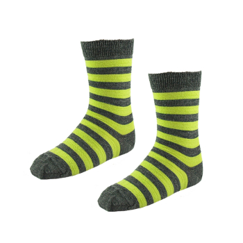 Minimundus tunna strumpor av merinoull till barn randiga grå/gröna