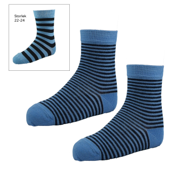 minimundus ullstrumpor barn av tunn merinoull ljusblå marinblå