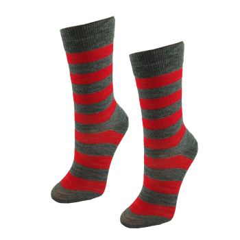 Minimundus tunna strumpor av merinoull smalrandiga grå-röda