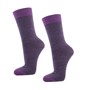 Minimundus tunna strumpor av merinoull smalrandiga plommonlila-grå