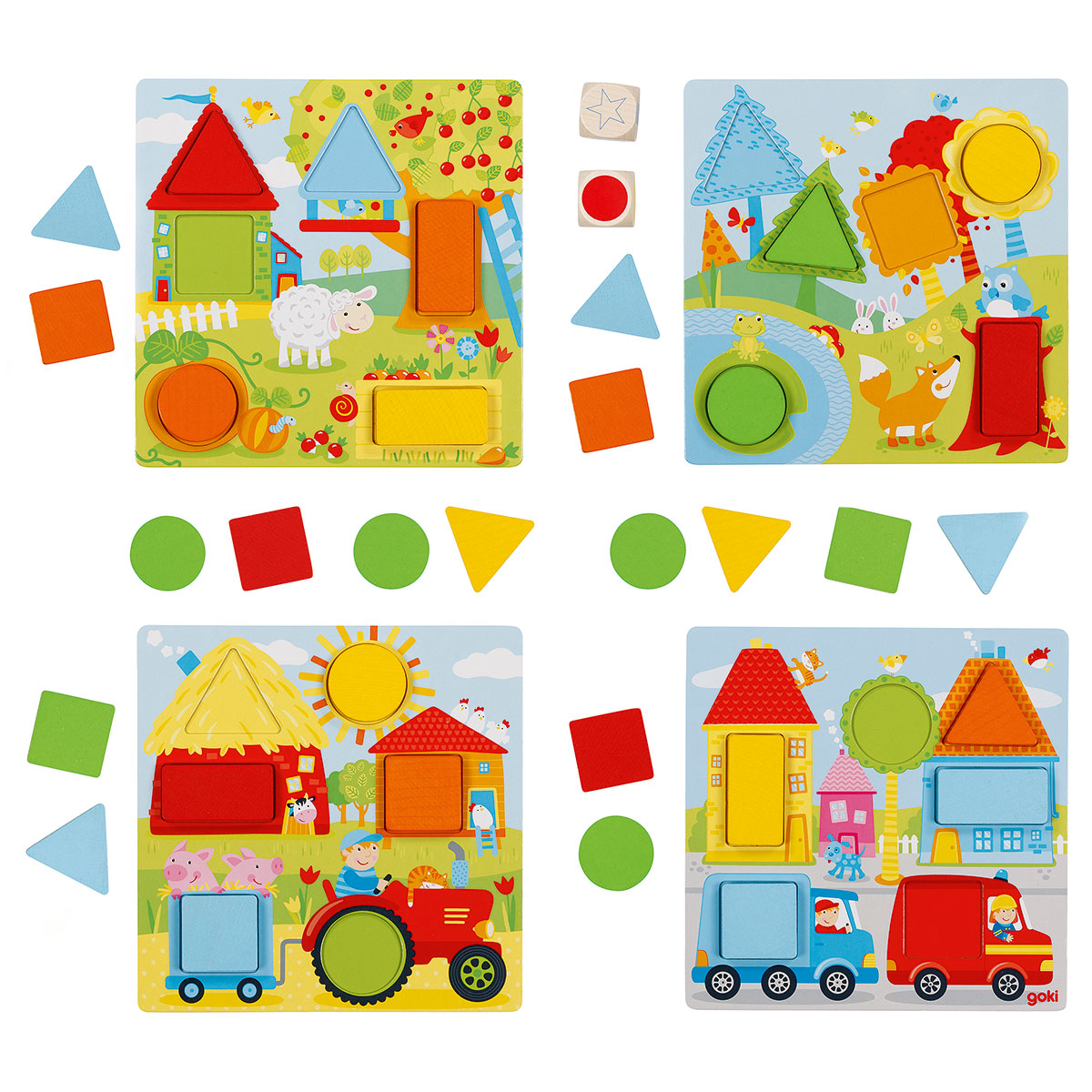 Färg- och form tärningsspel geometriska former