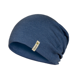 Janus beanie mössa vuxen 100% merinouoll mjuk och stretchig blå