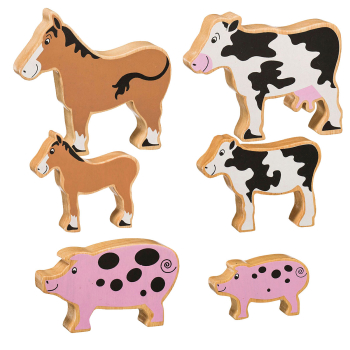 6 st djur i ett paket handgjorda a gumiträ, Fair Trade