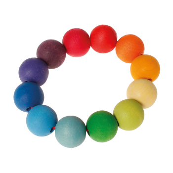 greppleksak 12 kulor av trä i en ring, regnbågens färger, Grimms