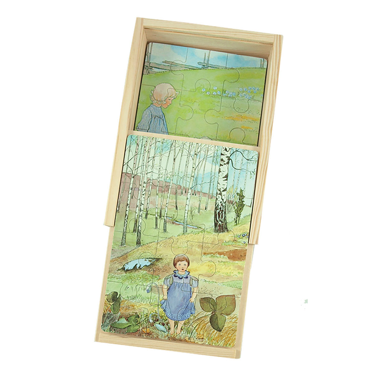 52042 Pussel i låda av trä Elsa Beskow visor Hjelms Pussel i låda av trä Elsa Beskow visor Hjelms