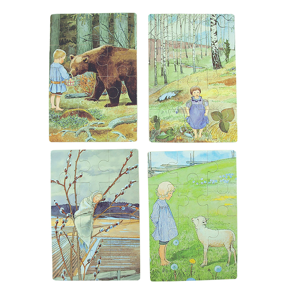 Pussel i låda av trä Elsa Beskow visor Hjelms