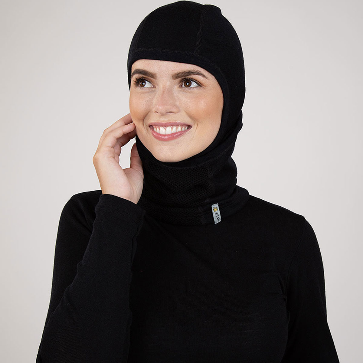 Janus balaclava merinoull senior, svart