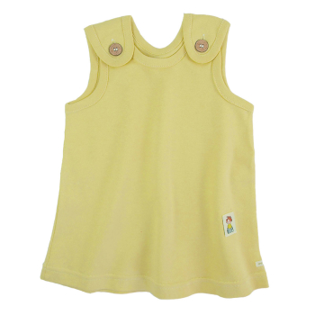 Tim&Teja hängselklänning baby 100% ekologisk bomull ekologiskt färgad gul
