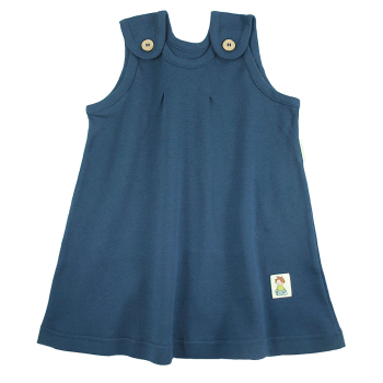 Tim&Teja hängselklänning 100% ekologisk bomull ekologiskt färgad marinblå