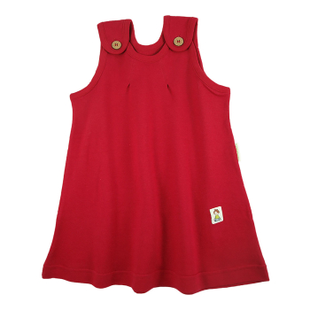 Tim&Teja hängselklänning 100% ekologisk bomull ekologiskt färgad röd