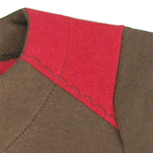 Tim&Teja overall jumpsuit 100% ekologisk bomull ekologiskt färgad brun med röda detaljer