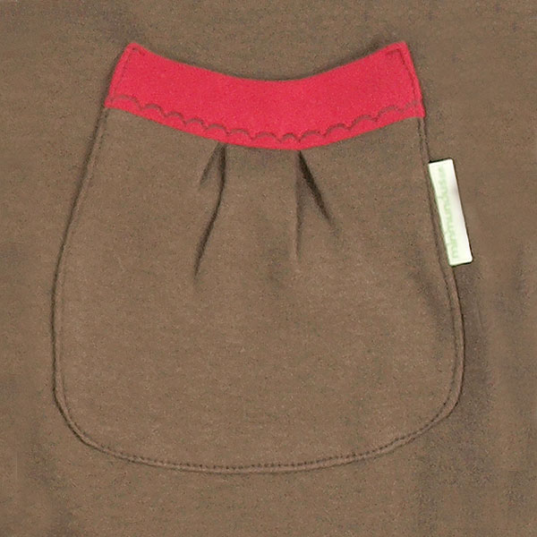 Tim&Teja overall jumpsuit 100% ekologisk bomull ekologiskt färgad brun med röda detaljer